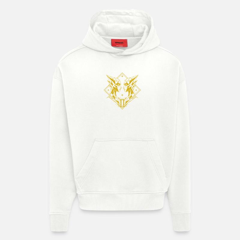 Gémeaux – Dualité et Équilibre - Sweat à capuche bio épais oversize fabriqué en UE - OFF WHITE