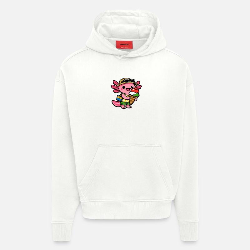 Créature de Glace Ensoleillée avec Chapeau - Sweat à capuche bio épais oversize fabriqué en UE - OFF WHITE