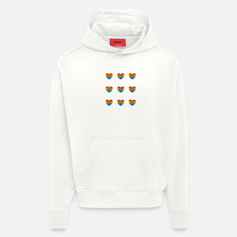 Queer Rainbow Hearts Pattern - Hoodie- made by SPREAD - OFF WHITE