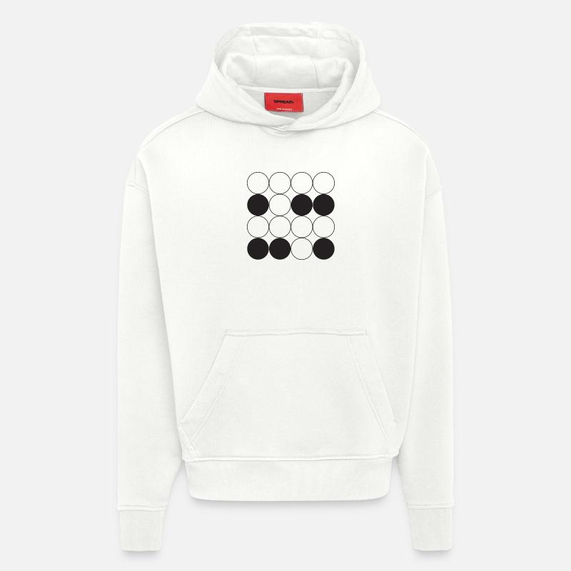 Conception en grille circulaire - Sweat à capuche bio épais oversize fabriqué en UE - OFF WHITE