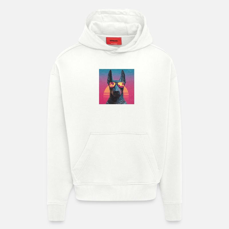 Anubis Synthwave - Dieu en vacances - Sweat à capuche bio épais oversize fabriqué en UE - OFF WHITE
