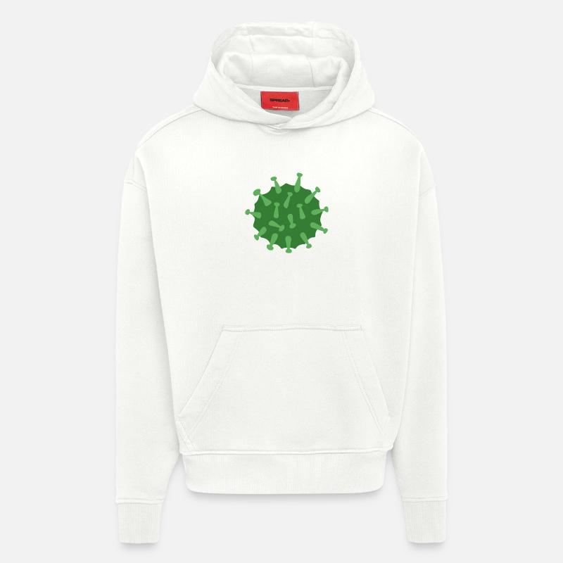 Virus Vert - Sweat à capuche bio épais oversize fabriqué en UE - OFF WHITE