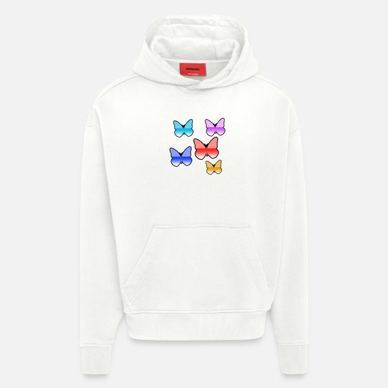 Papillons - Sweat à capuche bio épais oversize fabriqué en UE - OFF WHITE