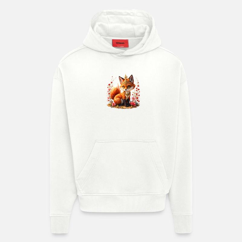 Bijoux floraux Fox - Sweat à capuche bio épais oversize fabriqué en UE - OFF WHITE