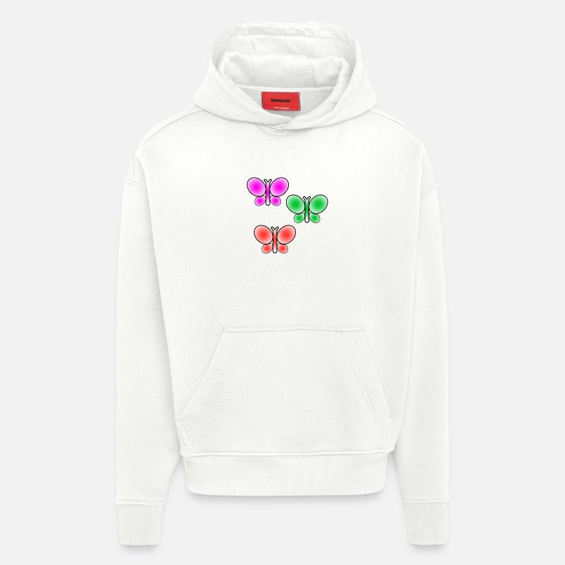 Papillons - Sweat à capuche bio épais oversize fabriqué en UE - OFF WHITE