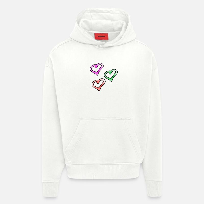 Cœur - Sweat à capuche bio épais oversize fabriqué en UE - OFF WHITE