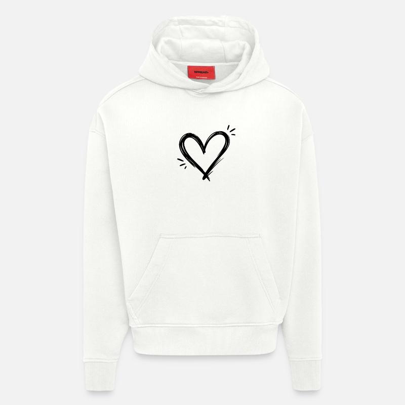 Cœur - Sweat à capuche bio épais oversize fabriqué en UE - OFF WHITE