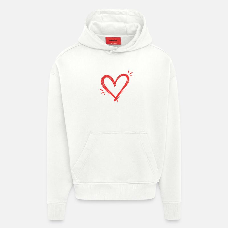 Cœur - Sweat à capuche bio épais oversize fabriqué en UE - OFF WHITE