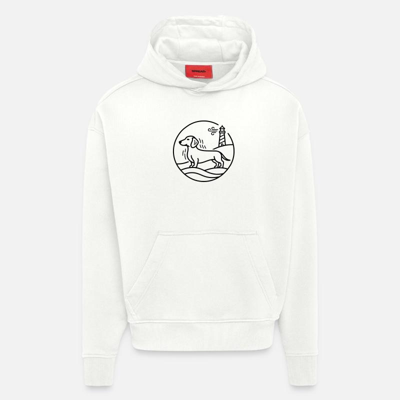 Teckel au lac - Sweat à capuche bio épais oversize fabriqué en UE - OFF WHITE