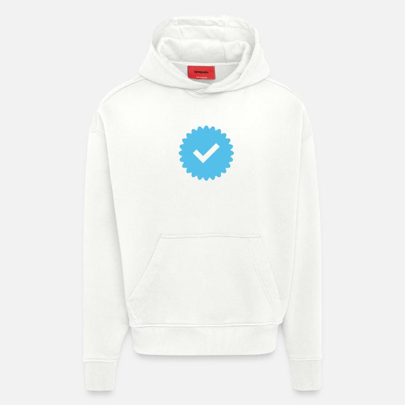Blue Tick Badge - Sweat à capuche bio épais oversize fabriqué en UE - OFF WHITE
