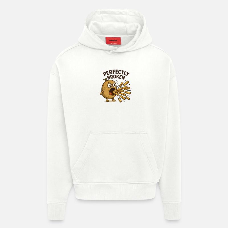 Patate Parfaite Cassée - Sweat à capuche bio épais oversize fabriqué en UE - OFF WHITE