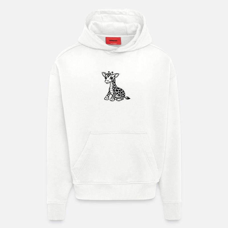 De jolies bébés girafes - Sweat à capuche bio épais oversize fabriqué en UE - OFF WHITE