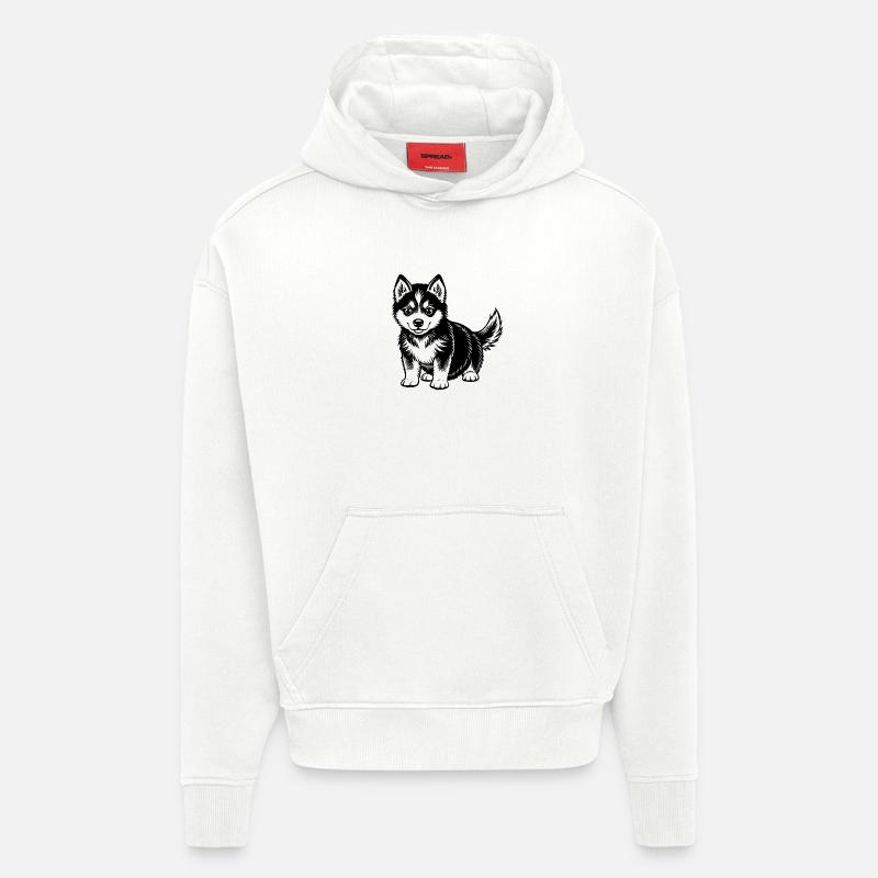 PETIT HUSKY MIGNON - Sweat à capuche bio épais oversize fabriqué en UE - OFF WHITE
