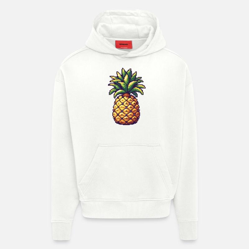 Icône pixel ananas - Sweat à capuche bio épais oversize fabriqué en UE - OFF WHITE