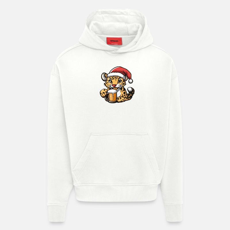 Bière de Noël Leopard - Sweat à capuche bio épais oversize fabriqué en UE - OFF WHITE