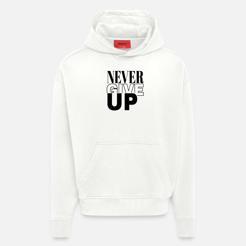 ne jamais abandonner - Sweat à capuche bio épais oversize fabriqué en UE - OFF WHITE