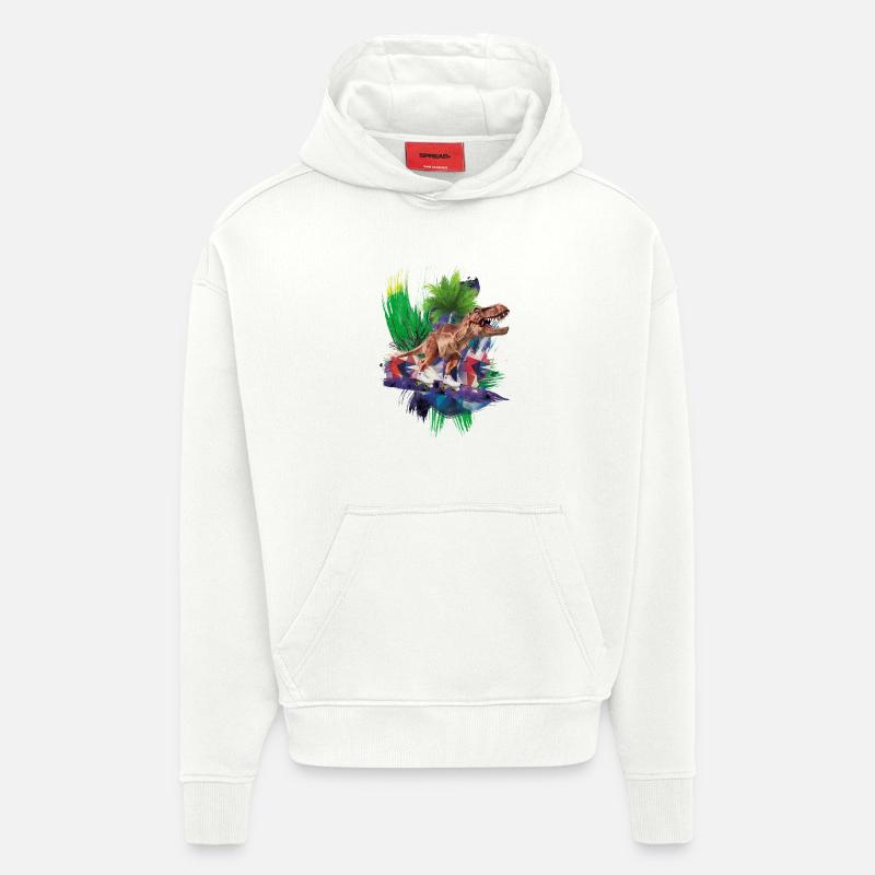T-Rex - Dinosaures - Trex - Tyrannosaurus rex - Sweat à capuche bio épais oversize fabriqué en UE - OFF WHITE