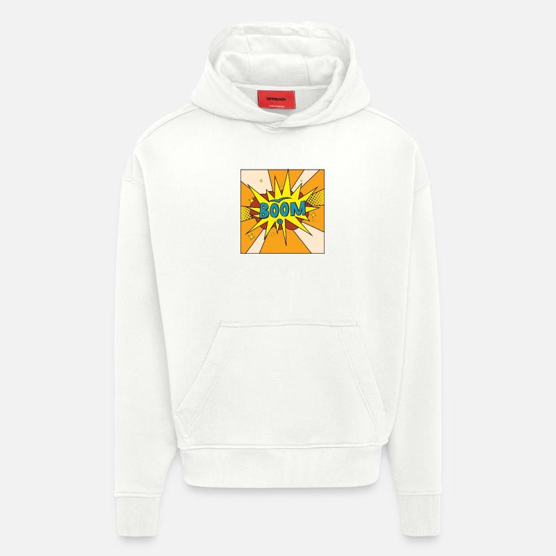 Boom Comic Explosion Style - Sweat à capuche bio épais oversize fabriqué en UE - OFF WHITE