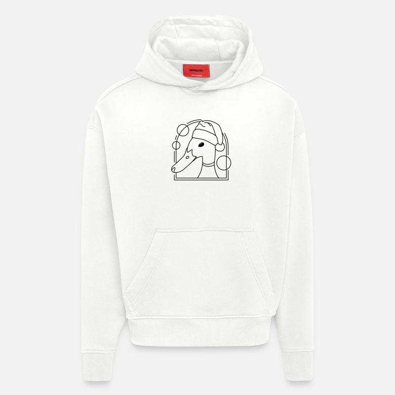 Canard de Noël au design géométrique - Sweat à capuche bio épais oversize fabriqué en UE - OFF WHITE