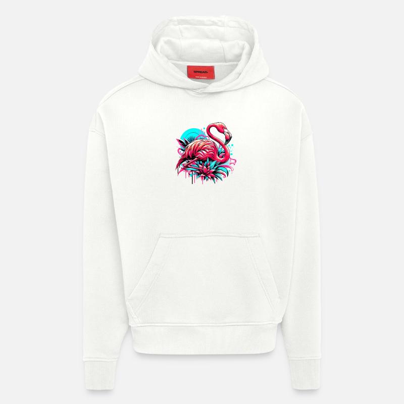 Flamant - Sweat à capuche bio épais oversize fabriqué en UE - OFF WHITE