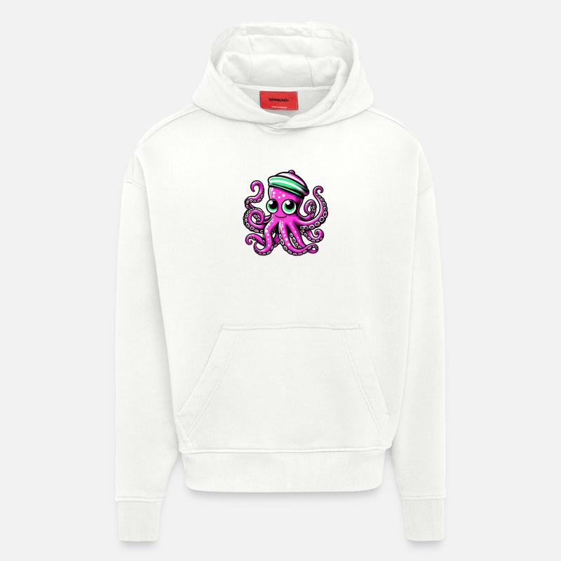 Pieuvre - Sweat à capuche bio épais oversize fabriqué en UE - OFF WHITE