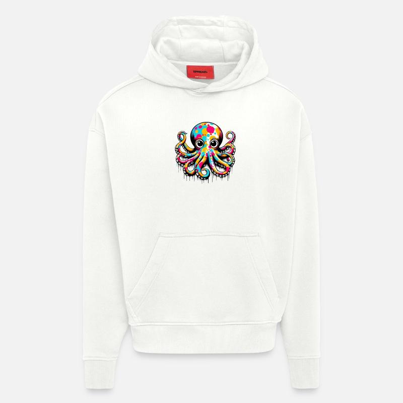 Pieuvre - Sweat à capuche bio épais oversize fabriqué en UE - OFF WHITE