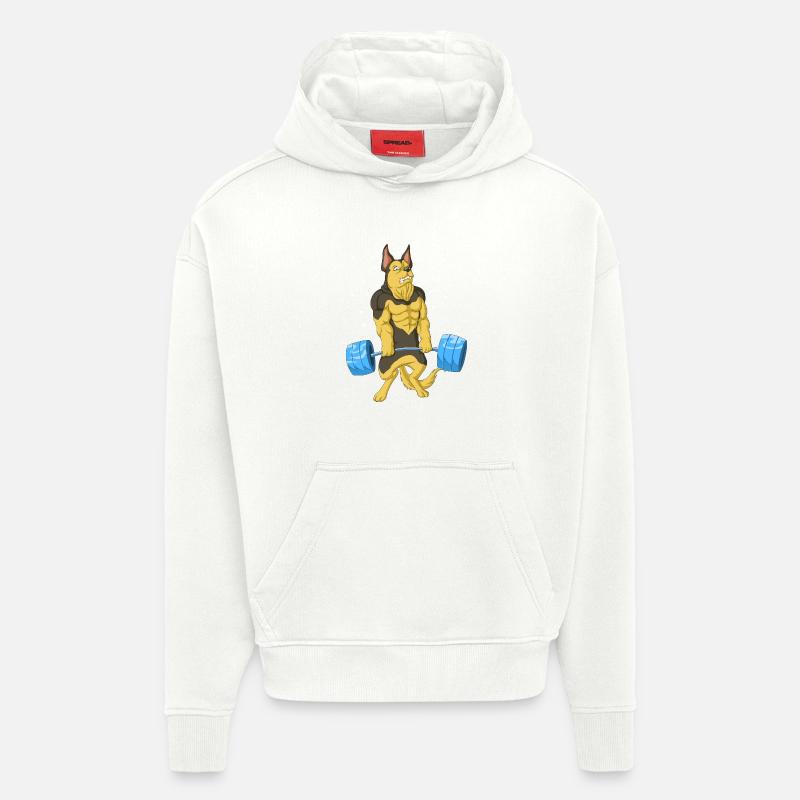 Deutscher Schäferhund Gewichtheben - Hoodie- made by SPREAD  - OFF WHITE