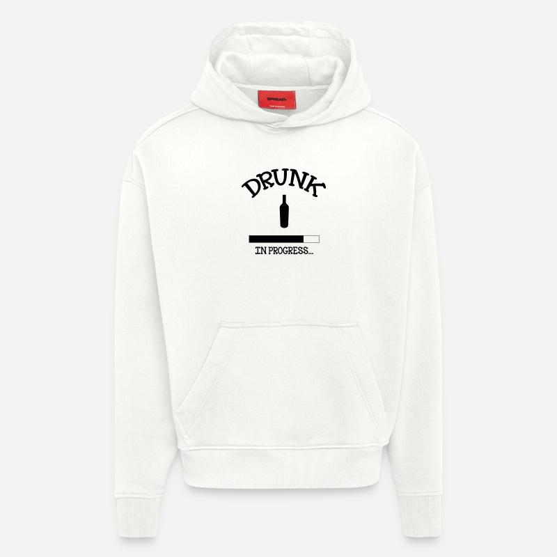 Drunk in Progress - alcool - Sweat à capuche bio épais oversize fabriqué en UE - OFF WHITE