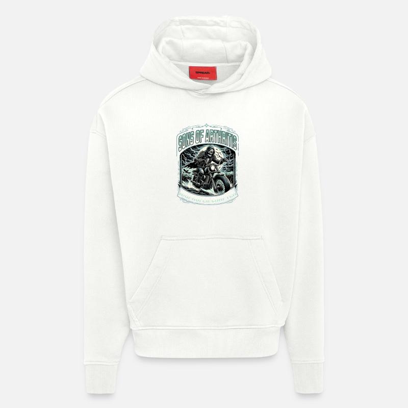 Fils de l’arthrite, chapitre Ibuprofène, Moto - Sweat à capuche bio épais oversize fabriqué en UE - OFF WHITE