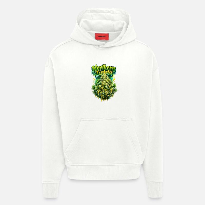 Northern Lights Graffiti Classic Print - Sweat à capuche bio épais oversize fabriqué en UE - OFF WHITE
