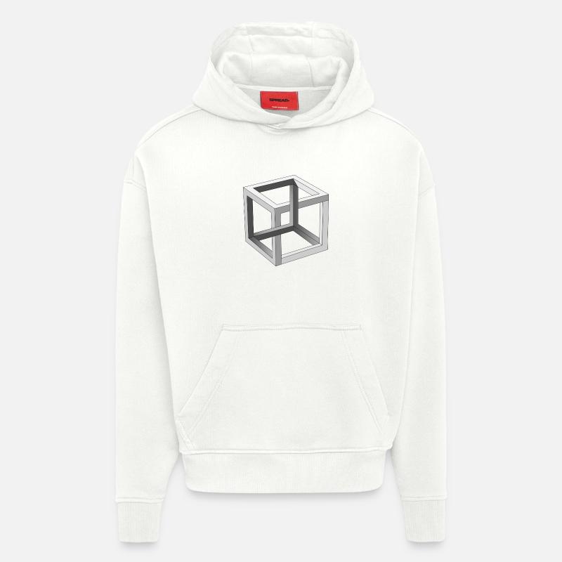 Illusion d'optique Cube - Sweat à capuche bio épais oversize fabriqué en UE - OFF WHITE