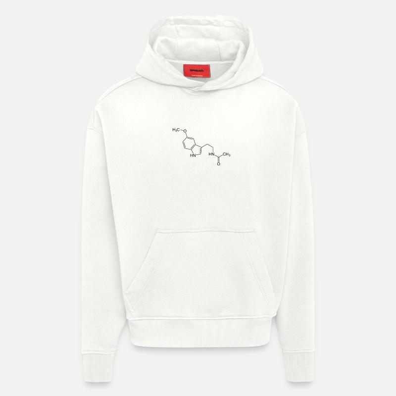 Mélatonine formule structurelle - Sweat à capuche bio épais oversize fabriqué en UE - OFF WHITE