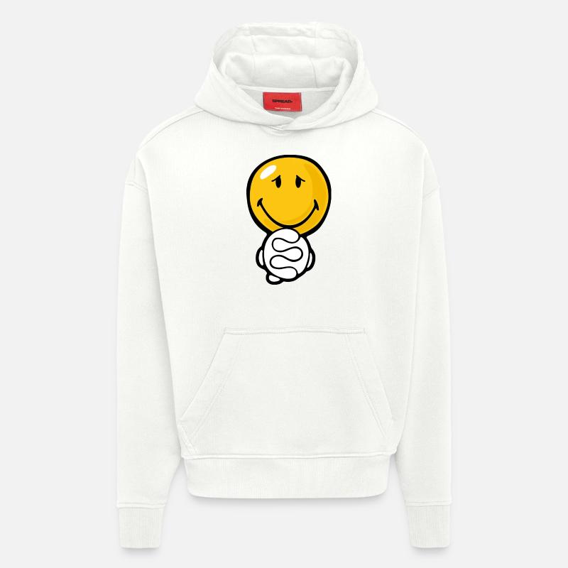 Smiley Plead - Sweat à capuche bio épais oversize fabriqué en UE - OFF WHITE