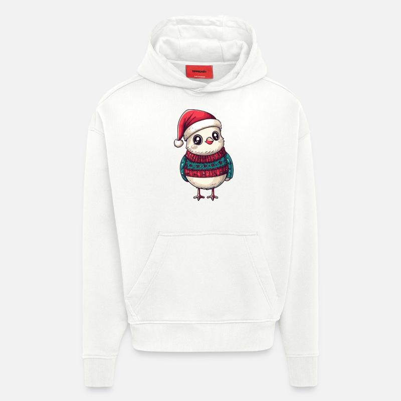 Colombe Oiseau Noël - Sweat à capuche bio épais oversize fabriqué en UE - OFF WHITE