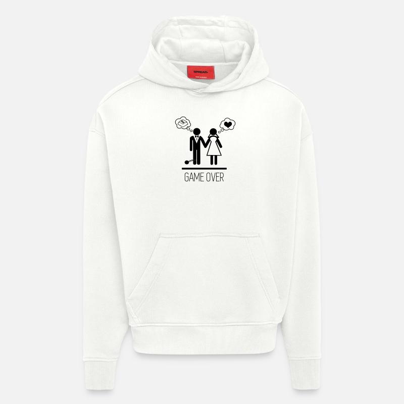 game over 3 - 1 - Sweat à capuche bio épais oversize fabriqué en UE - OFF WHITE