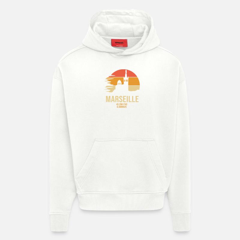 Marseille 13 marseillais marseille - Sweat à capuche bio épais oversize fabriqué en UE - OFF WHITE