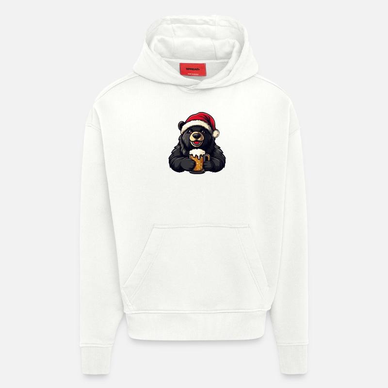Bière de Noël Bear - Sweat à capuche bio épais oversize fabriqué en UE - OFF WHITE