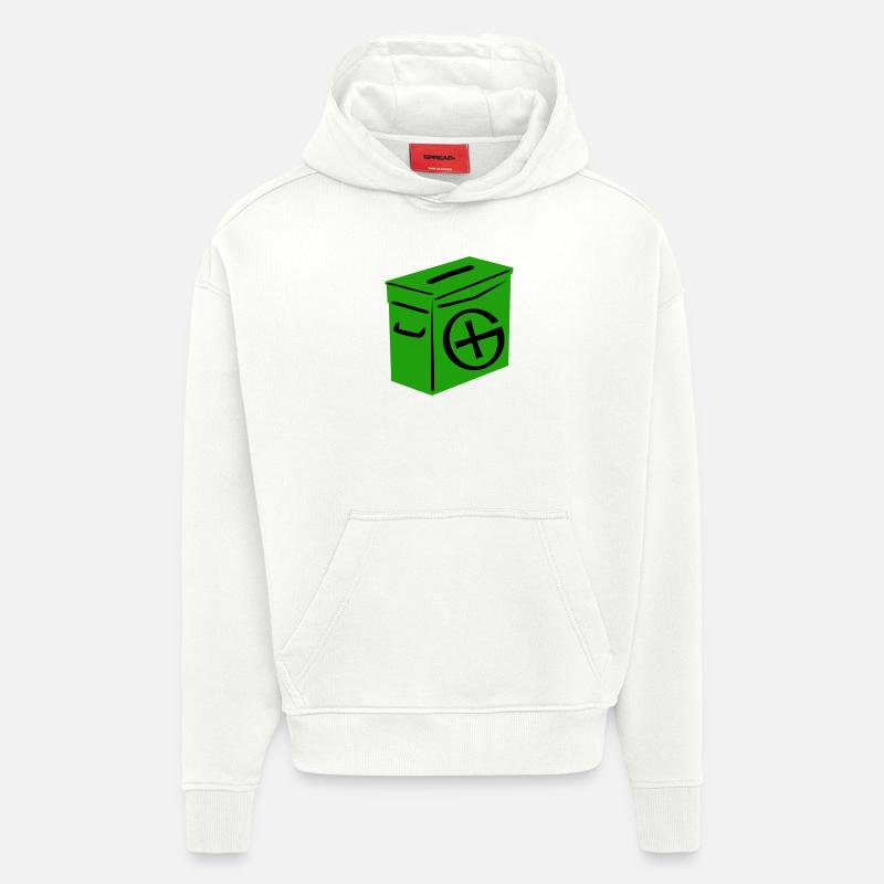 Geocaching: Ammo Can - Sweat à capuche bio épais oversize fabriqué en UE - OFF WHITE