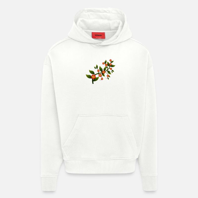 fleurs - Sweat à capuche bio épais oversize fabriqué en UE - OFF WHITE