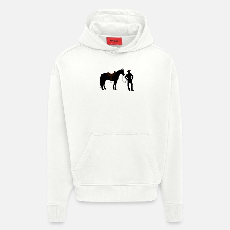 Cow-boy à cheval - Sweat à capuche bio épais oversize fabriqué en UE - OFF WHITE