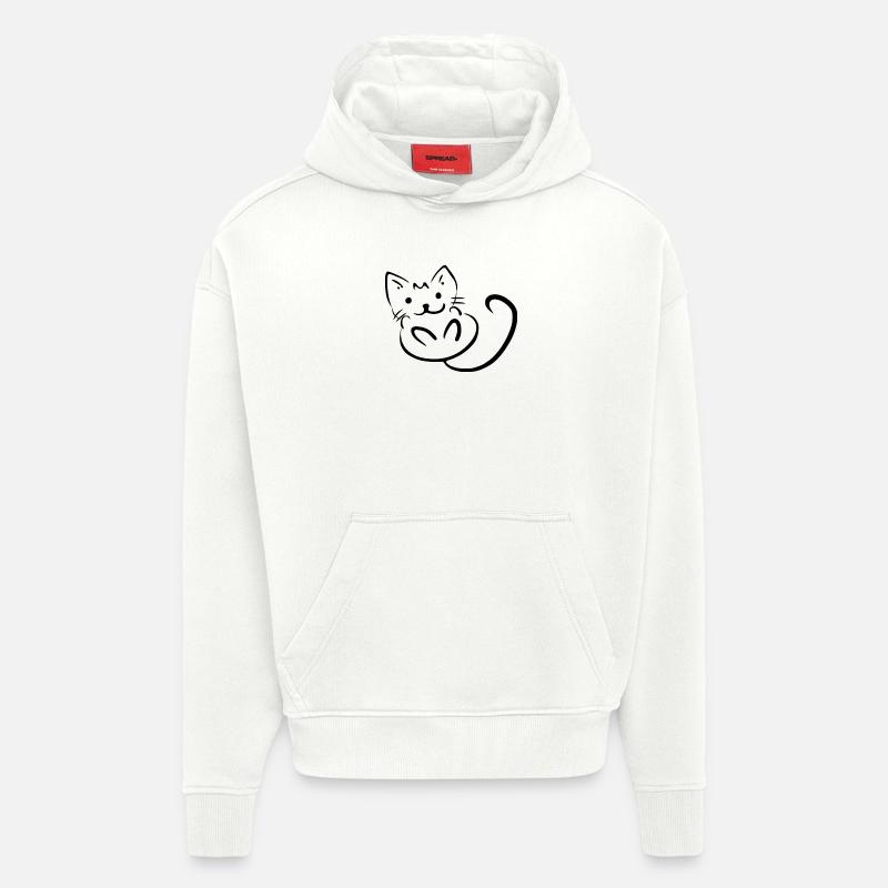 chat - Sweat à capuche bio épais oversize fabriqué en UE - OFF WHITE