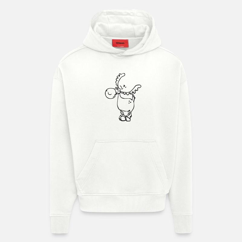 Alces - Élan -Orignal - Sweat à capuche bio épais oversize fabriqué en UE - OFF WHITE
