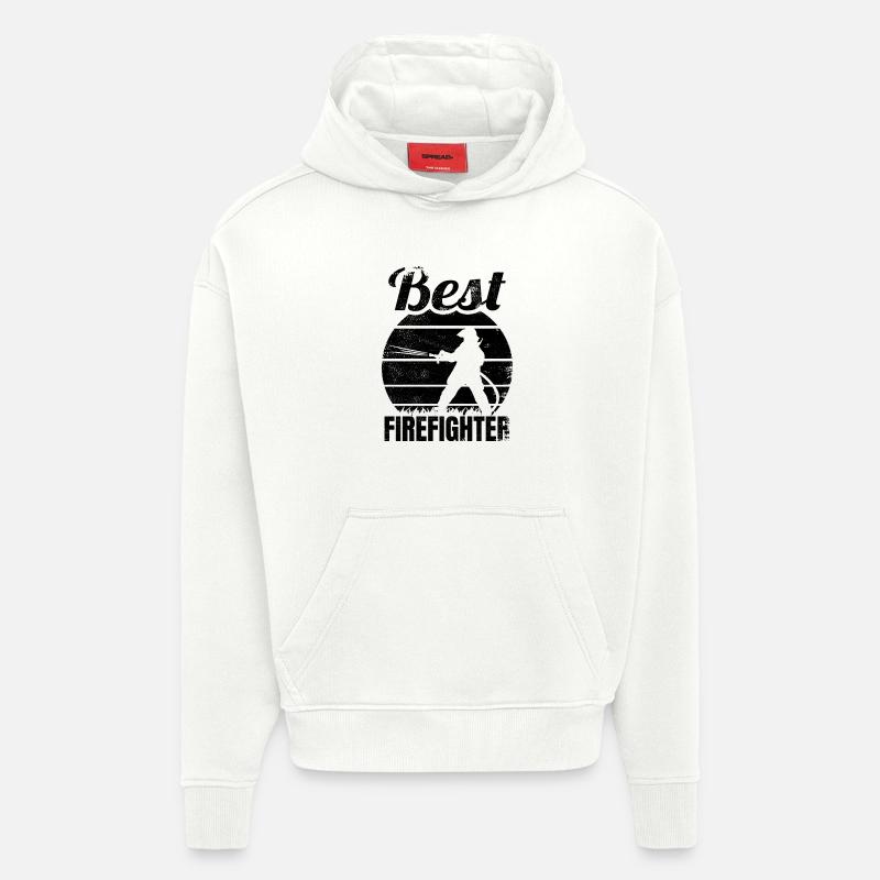 Meilleur pompier - Sweat à capuche bio épais oversize fabriqué en UE - OFF WHITE