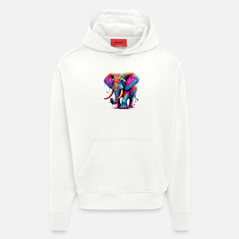 Éléphant - Sweat à capuche bio épais oversize fabriqué en UE - OFF WHITE