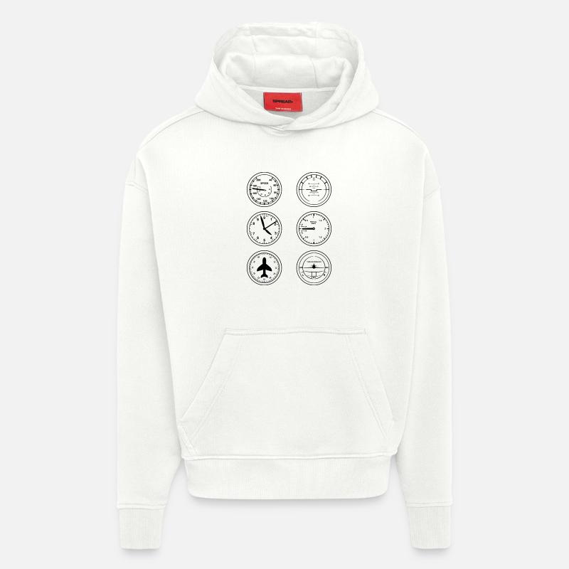 Instruments de vol - Sweat à capuche bio épais oversize fabriqué en UE - OFF WHITE