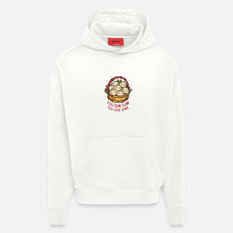 Vous dim sum, vous en perdez - Sweat à capuche bio épais oversize fabriqué en UE - OFF WHITE