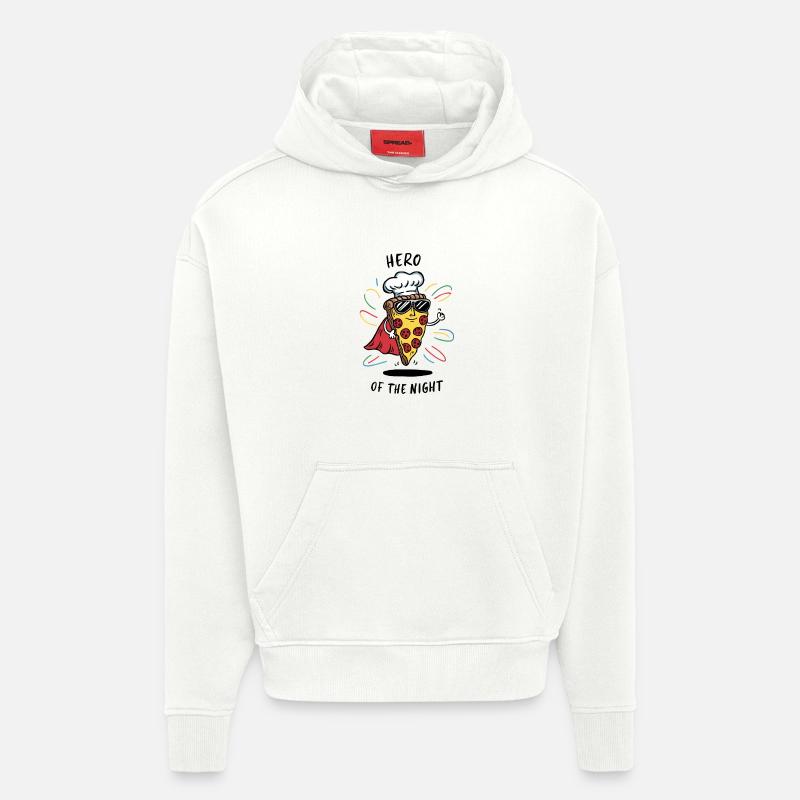 Restes de Pizza Hero - Sweat à capuche bio épais oversize fabriqué en UE - OFF WHITE