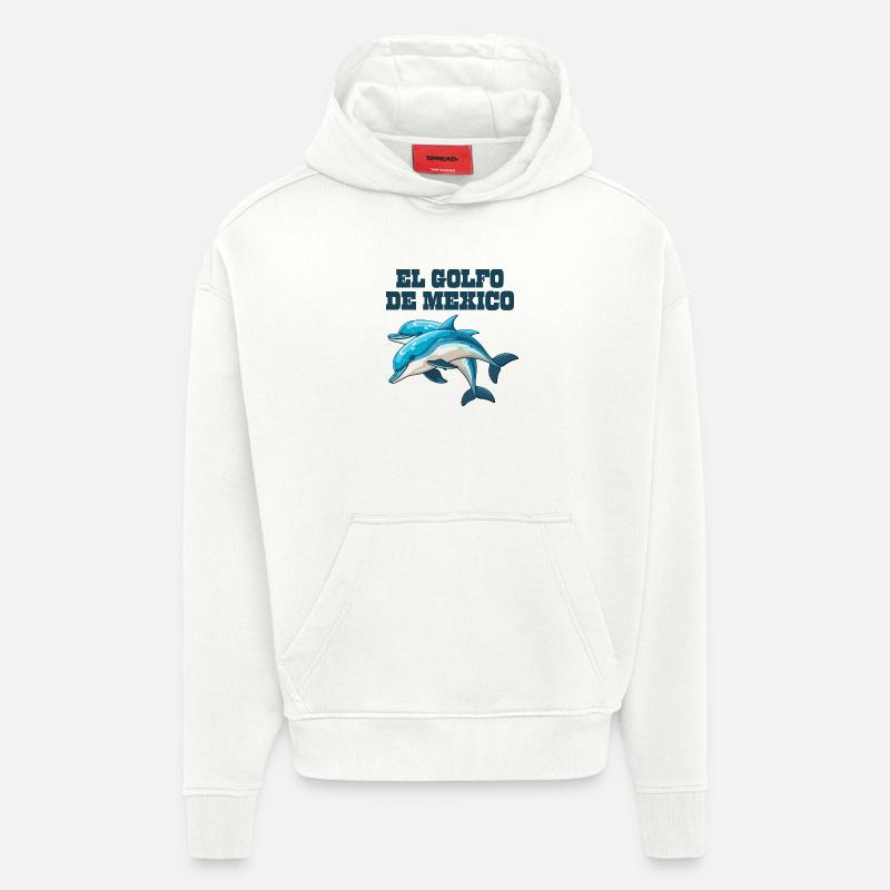 El Golfo De México Dauphin Golfe Du Mexique - Sweat à capuche bio épais oversize fabriqué en UE - OFF WHITE