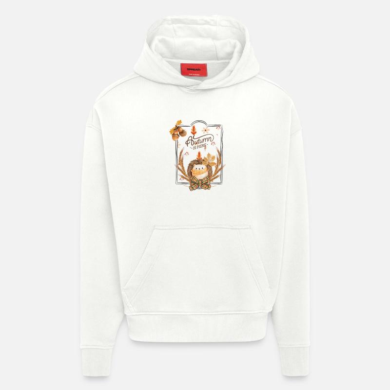 Herbst Igel Blätter Rahmen - Hoodie- made by SPREAD  - OFF WHITE