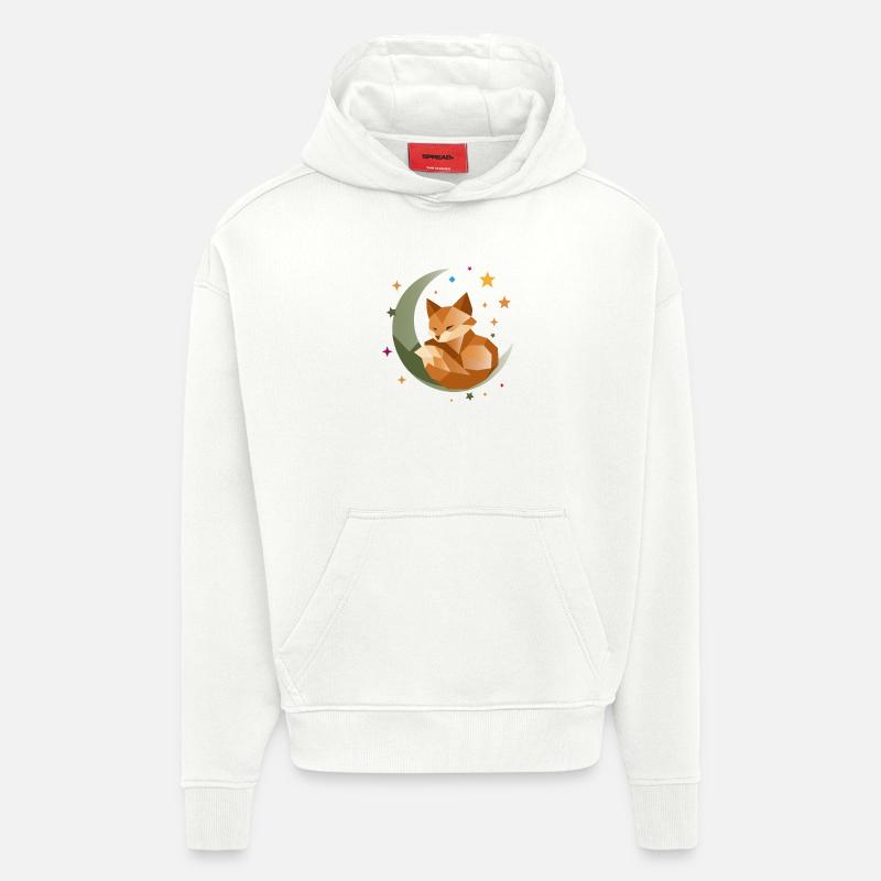 Sleeping Fox on the Moon – Geometric - Hoodie- made by SPREAD - OFF WHITE